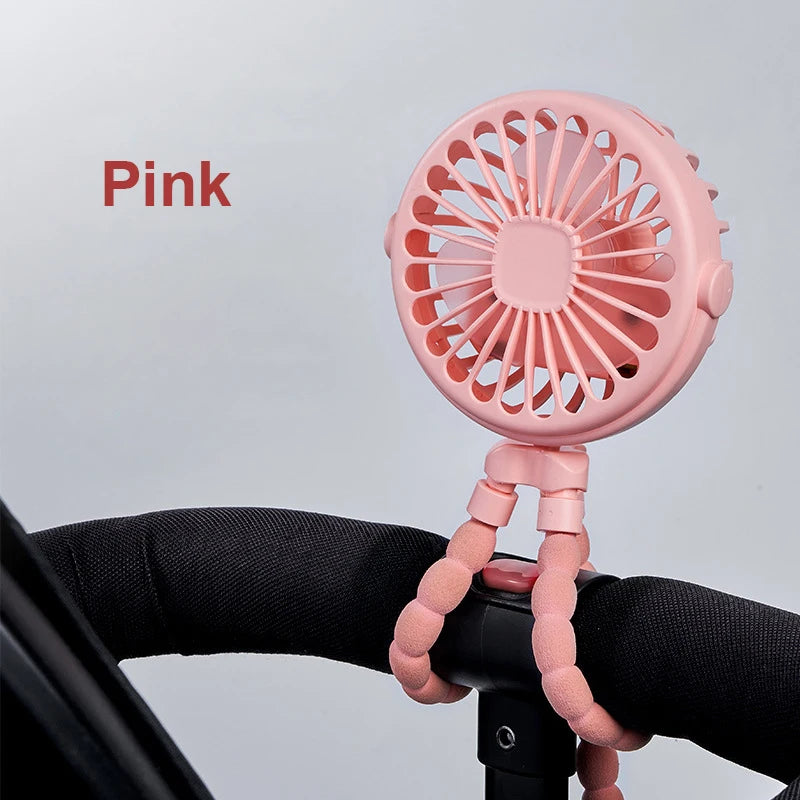 Mini Clip Fan Portable Stroller Fan Smart Octopus Fan Handheld Fan 360° Rotate Bike Car Tripod Fan Rechargeable Clip Fan