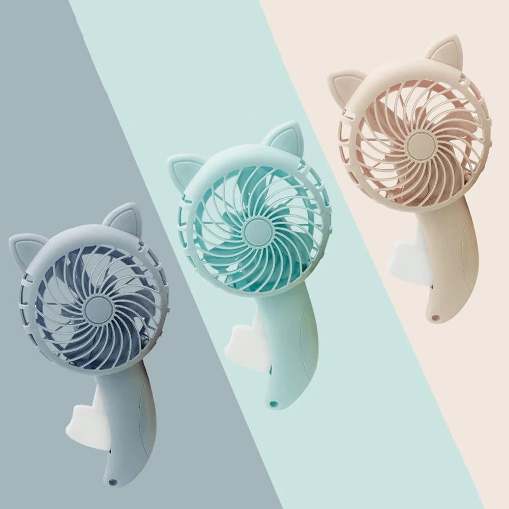 3 Colors Portable Handheld Fan Hand Pressure Fan Mini Portable Fan without Battery Household Cute Fan Cooling Cartoon Held Fan