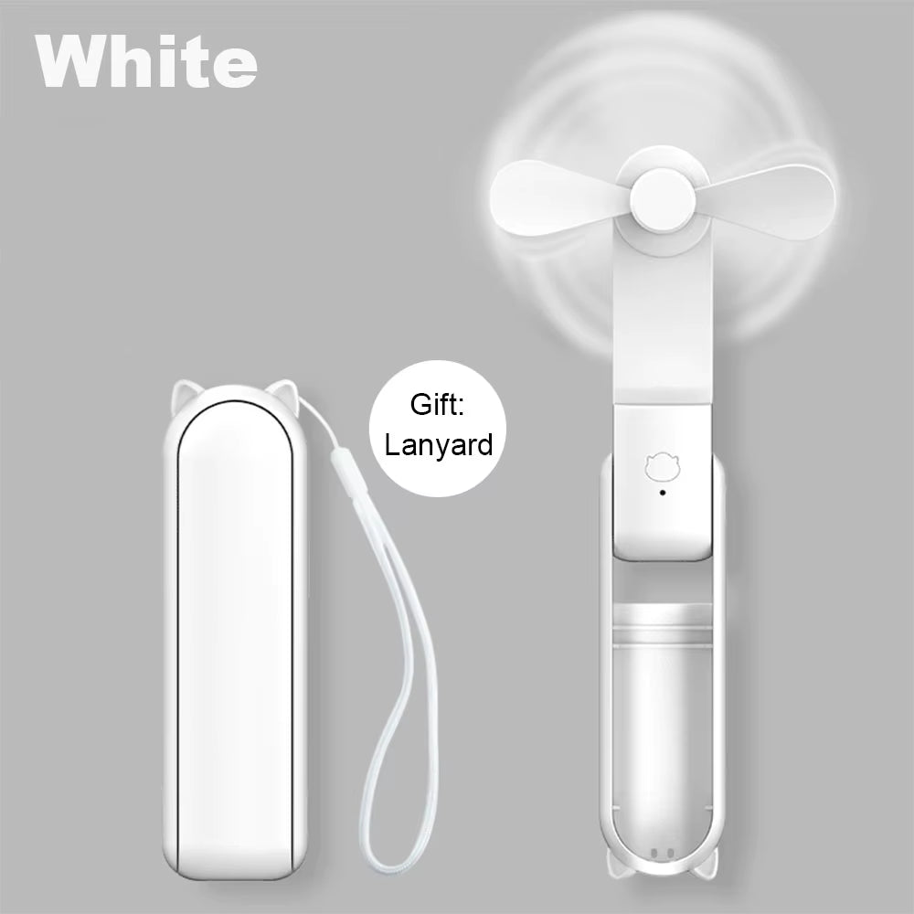 Portable Mini Handheld Fan Small Pocket Fan USB Rechargeable Battery Fan Folding Cooling Hand Fan Mini USB Fan with Power Bank