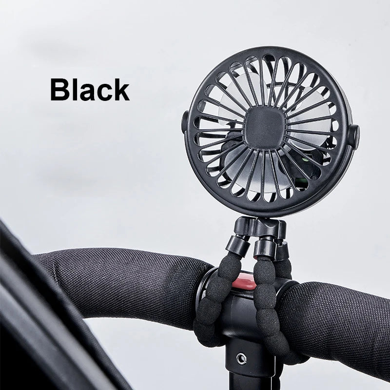 Mini Clip Fan Portable Stroller Fan Smart Octopus Fan Handheld Fan 360° Rotate Bike Car Tripod Fan Rechargeable Clip Fan