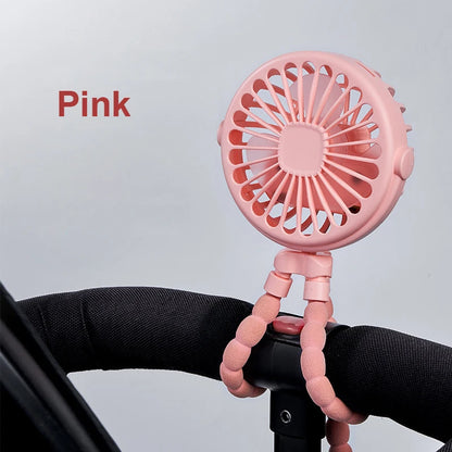 Mini Clip Fan Portable Stroller Fan Smart Octopus Fan Handheld Fan 360° Rotate Bike Car Tripod Fan Rechargeable Clip Fan